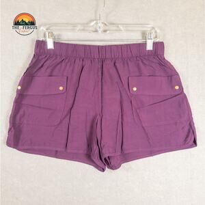 Gap Linen Purple Sunset Plum High-Rise Shorts Front Pockets 3" Inseam Women Sz S